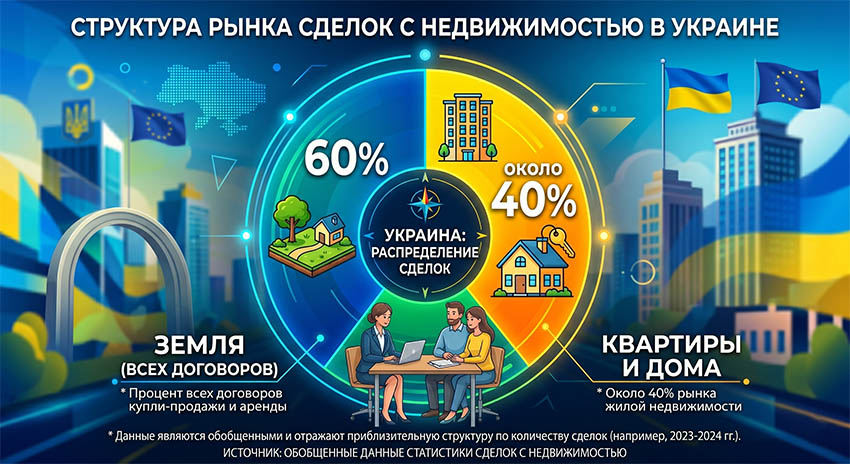 Структура рынка сделок с недвижимостью в Украине