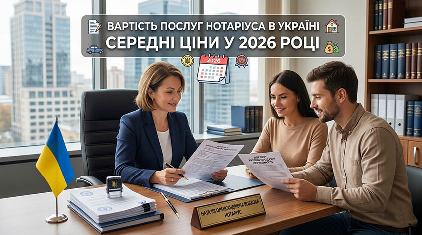 Середня вартість послуг нотаріуса в Україні у 2026 році