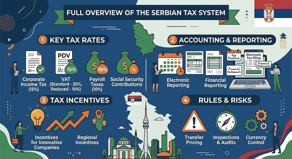 Taxes for Business in Serbia: A Comprehensive Overview of the Tax System, Rates, Reporting, Benefits, and Risks
