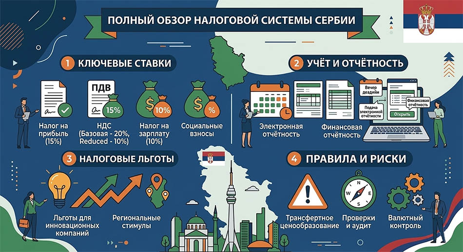 Налоги для бизнеса в Сербии: полный обзор налоговой системы, ставок, отчетности, льгот и рисков Налоги для бизнеса в Сербии: полный обзор налоговой системы, ставок, отчетности, льгот и рисков