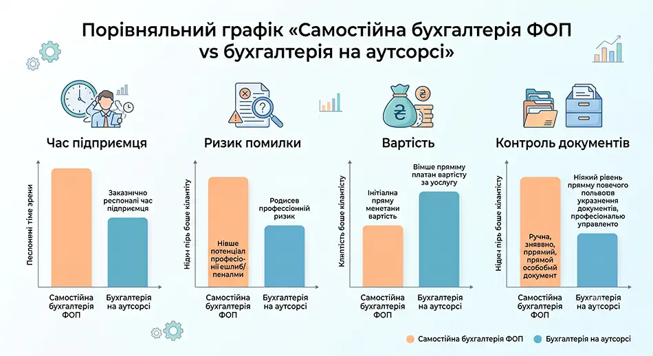 Самостійна бухгалтерія ФОП vs бухгалтерія на аутсорсі
