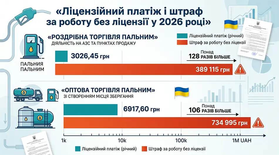 Ліцензійний платіж і штраф за роботу без ліцензії у 2026 році