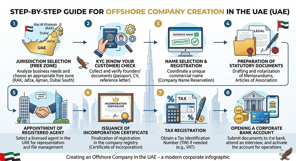 step-by-step scheme of creating offshore company UAE