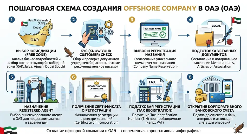 пошаговая схема создания offshore company UAE