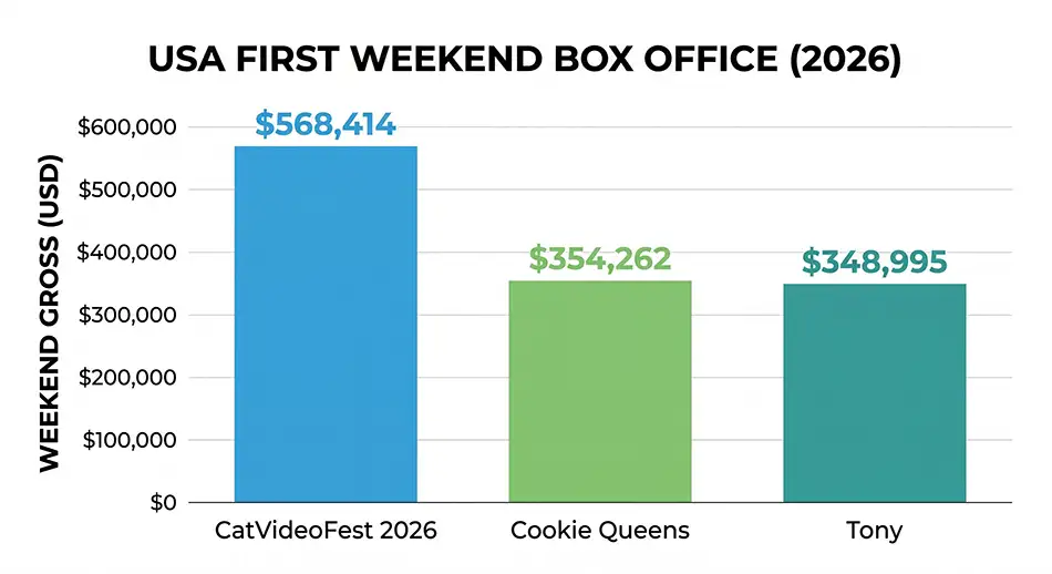 vertical comparative chart of opening weekend box office earnings in the USA