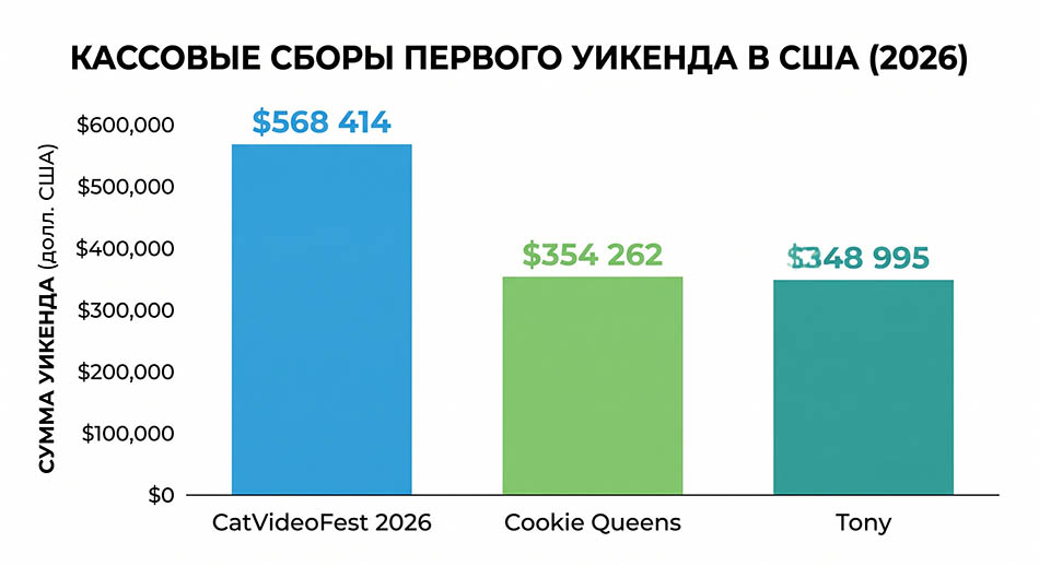 вертикальная сравнительная диаграмма кассовых сборов первого уикенда в США