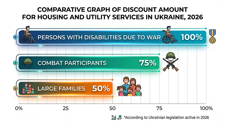 Comparative chart of discounts on housing and utility services in Ukraine in 2026