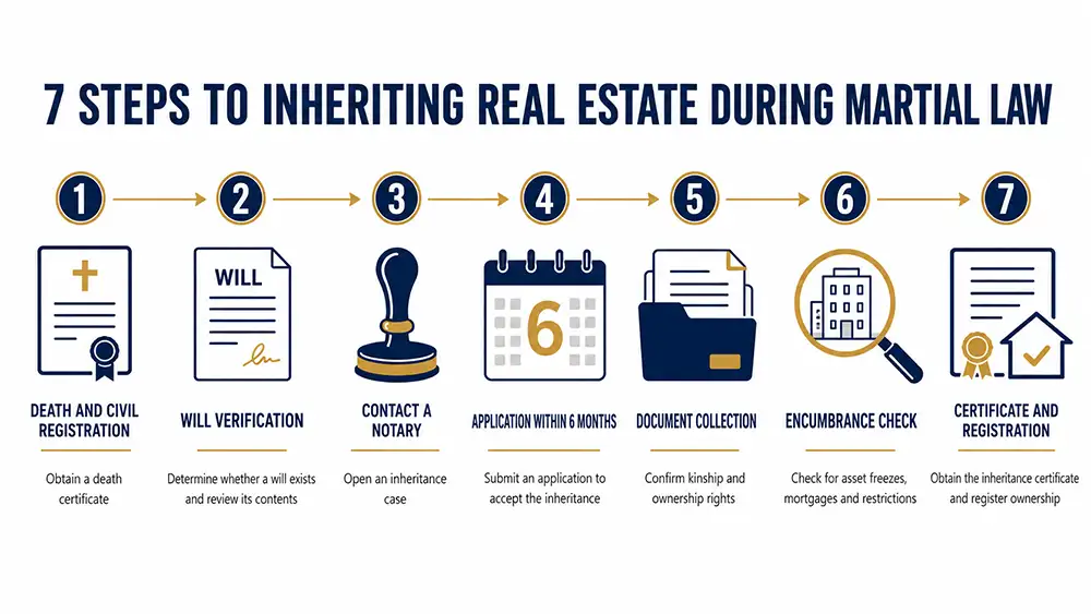 seven steps of inheritance of real estate during martial law