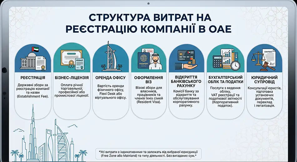 структура витрат на реєстрацію компанії в ОАЕ
