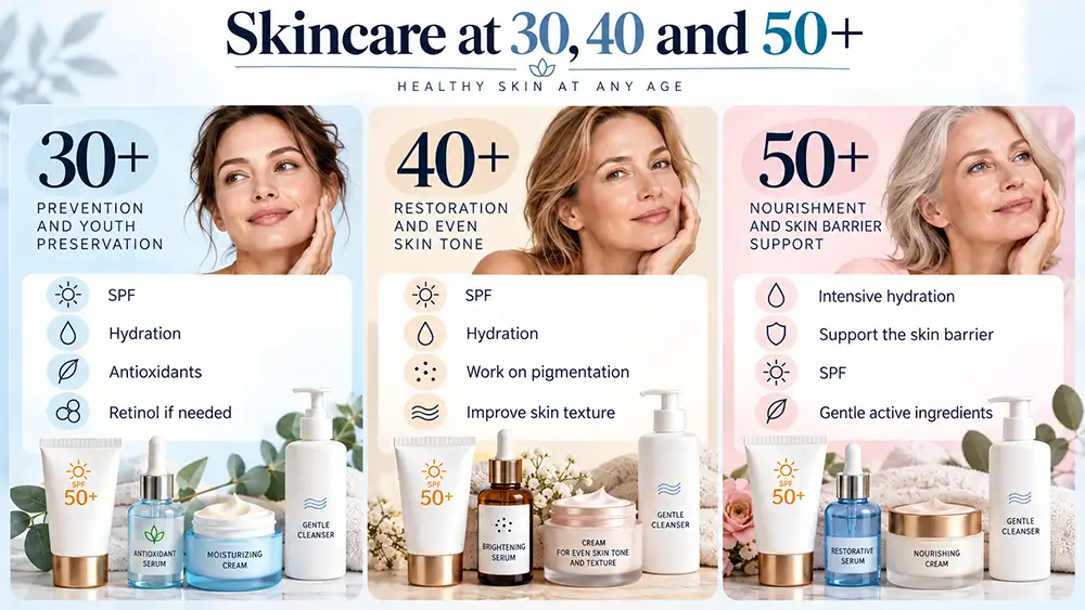 infographic skin care after 30 40 and 50 years