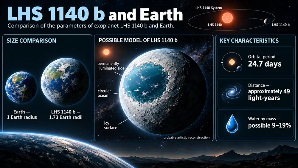 infographic LHS 1140 b and Earth