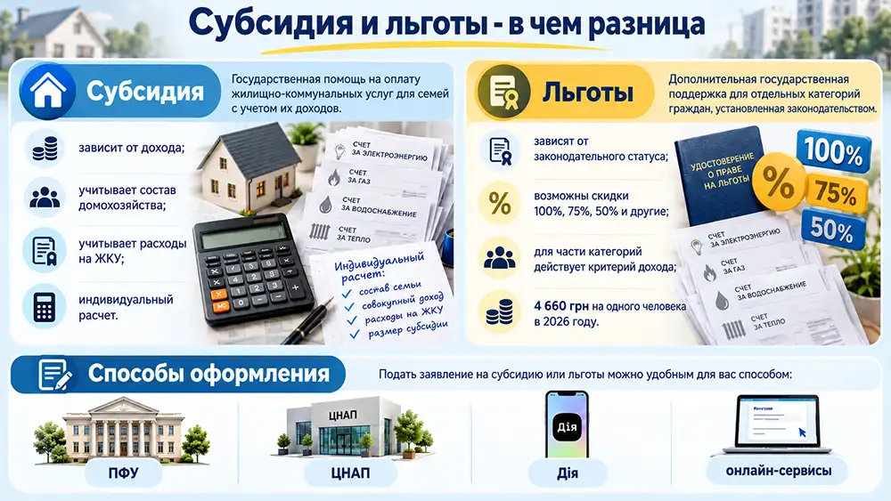 инфографика субсидия и льготы — в чем разница