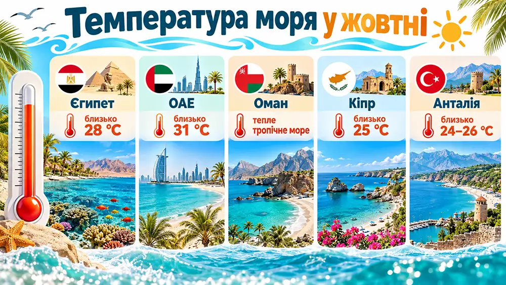 інфографіка Температура моря у жовтні