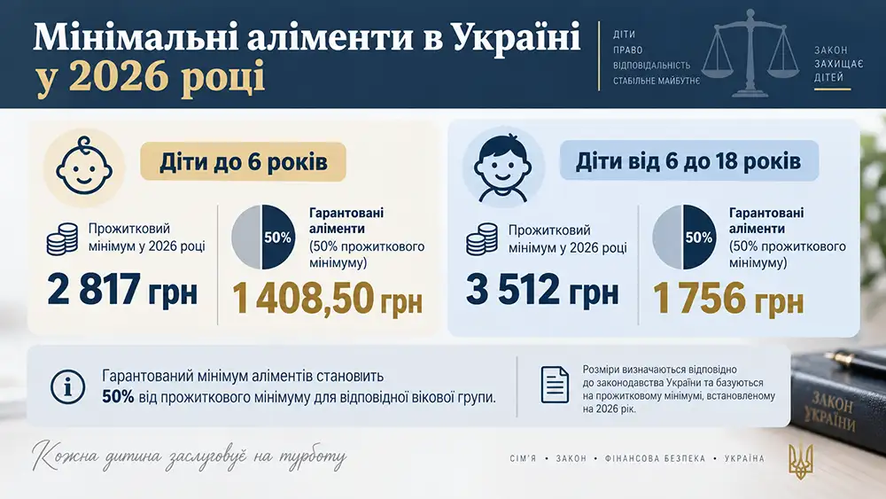 Мінімальні аліменти в Україні у 2026 році