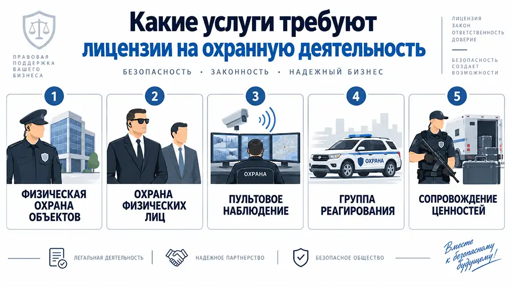 Какие услуги требуют лицензии на охранную деятельность