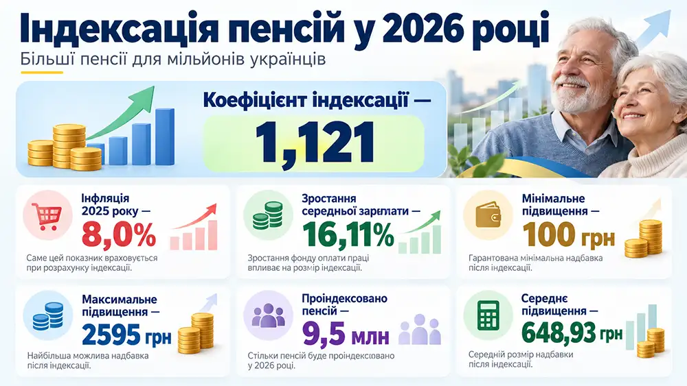 Індексація пенсій у 2026 році