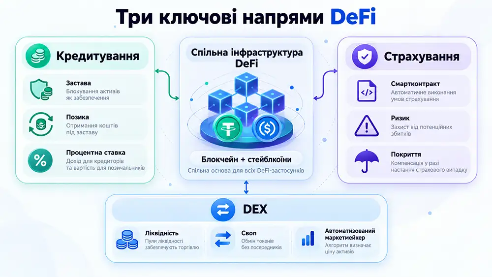 Три ключові напрями DeFi