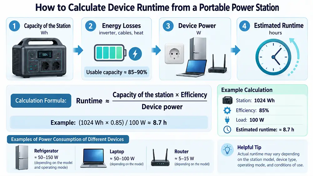 How to calculate equipment operating time from a charging station