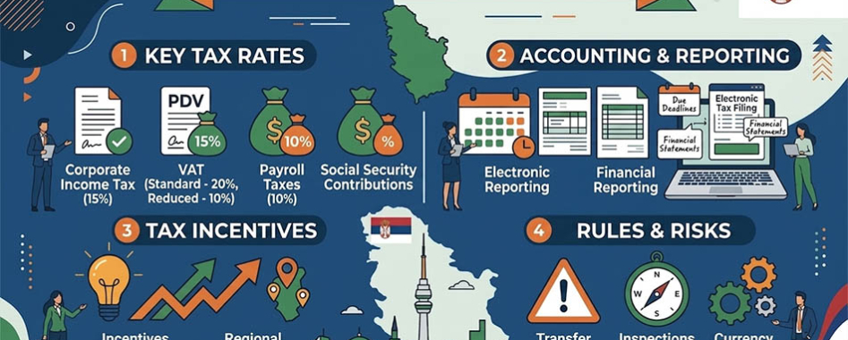 Taxes for Business in Serbia: A Comprehensive Overview of the Tax System, Rates, Reporting, Benefits, and Risks